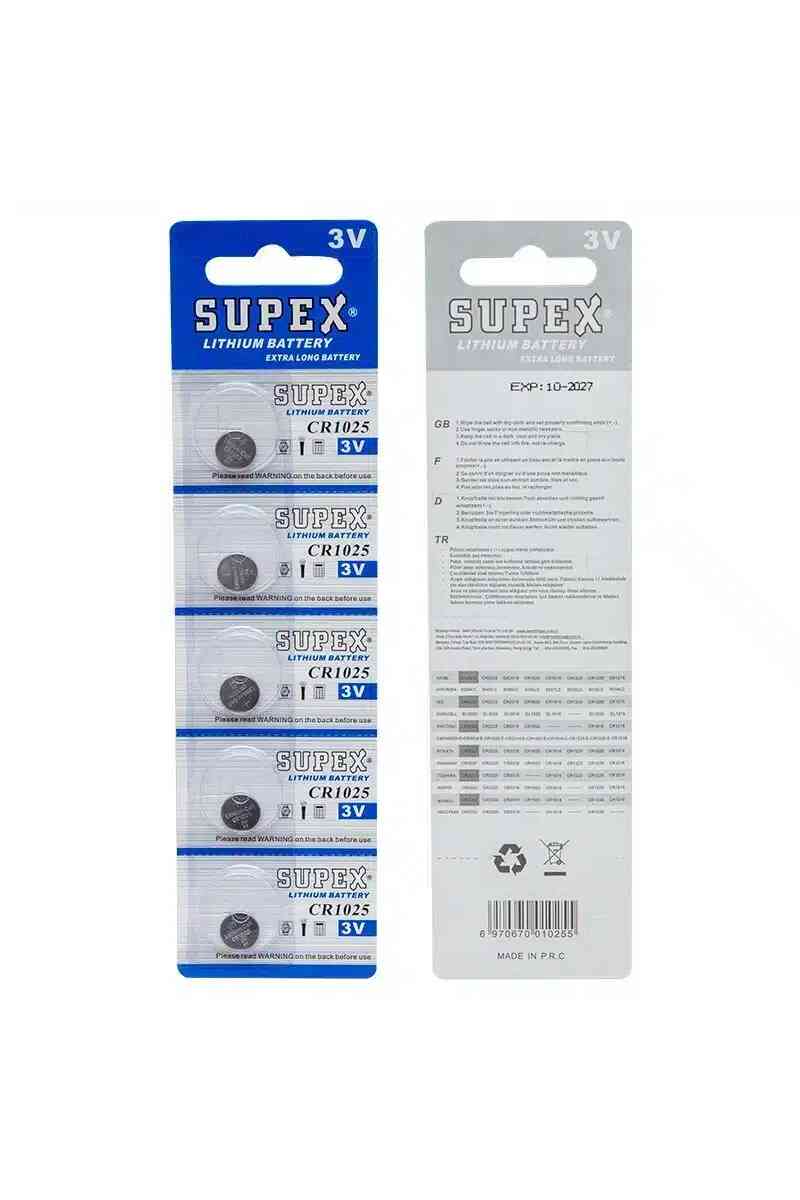 Supex CR1025 3 Volt Lityum Pil 5'li Paket - Görsel 1