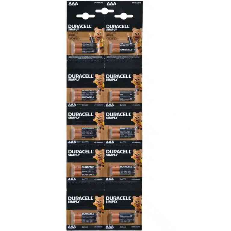 Duracell 1.5V İnce AAA 20'li Alkalin Pil LR03/MN20