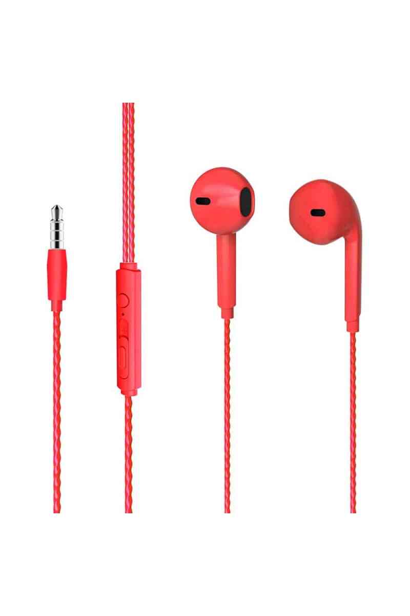 Lenovo Lecoo EH104R 3.5 Mm Jacklı Kablolu Kulak İçi Mikrofonlu Kulaklık Kırmızı - Görsel 1