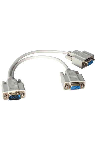 Powermaster PM-1557 1x VGA Erkek To 2x VGA Dişi 30 CM Çevirici Kablo