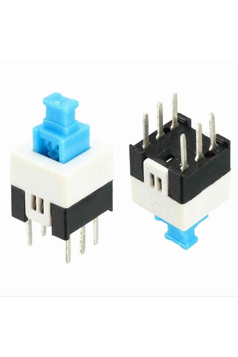 Tactile Push Button On - Off Anahtarlı Switch 7x7 Mm 6 Bacaklı Kilitli - Görsel 1