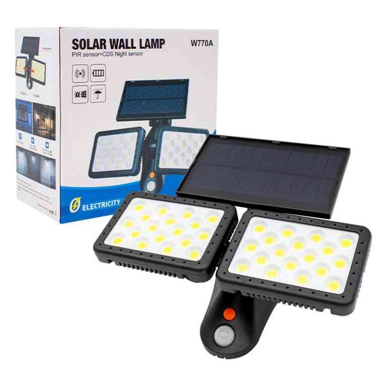 Powermaster Sensörlü 36 Cob Ledli Solar Aydınlatmalı Duvar Lambası W770B - Görsel 3