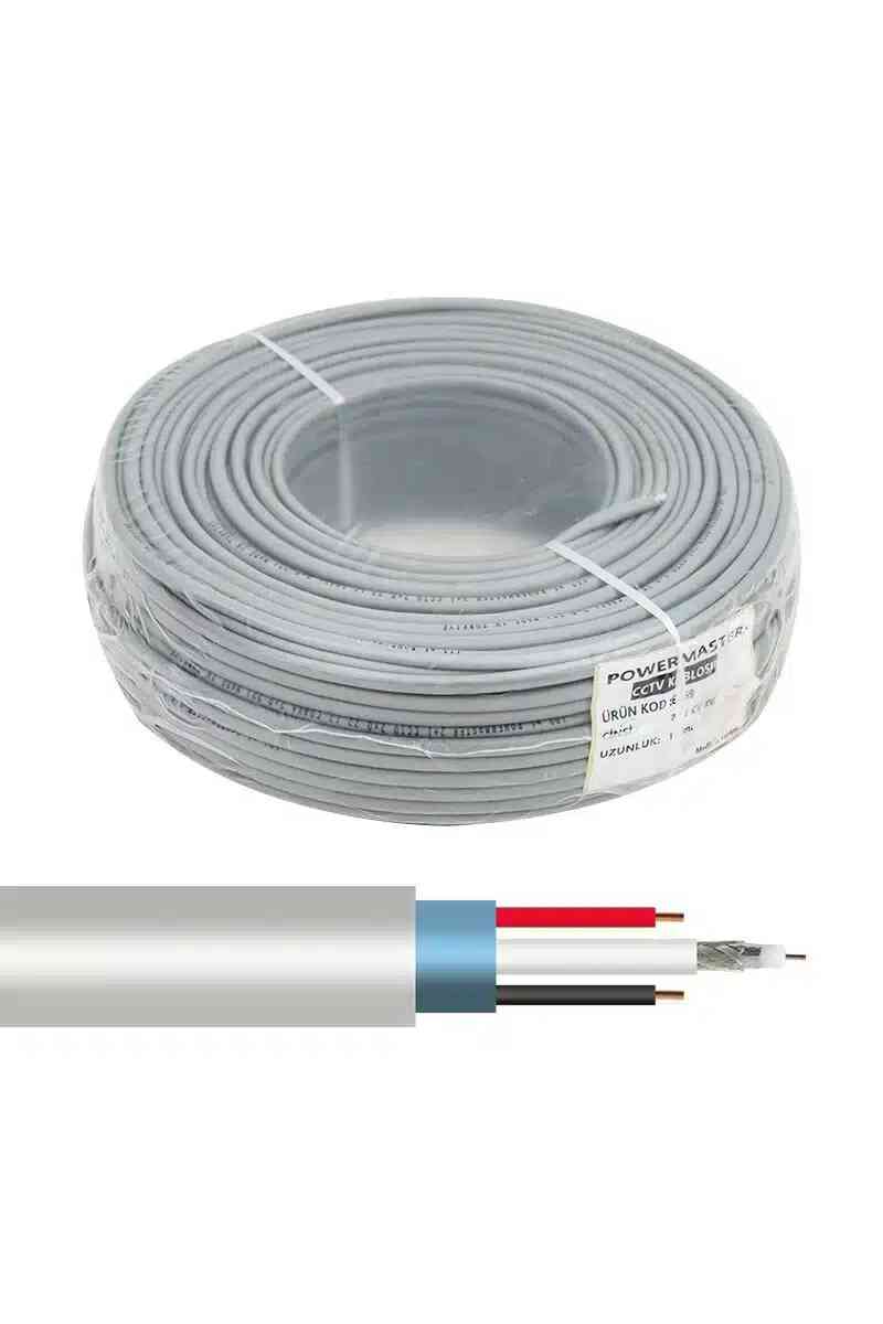 Powermaster 2+1 Gri 0.22 Mm CCTV Kamera Kablosu 100 Metre - Görsel 1