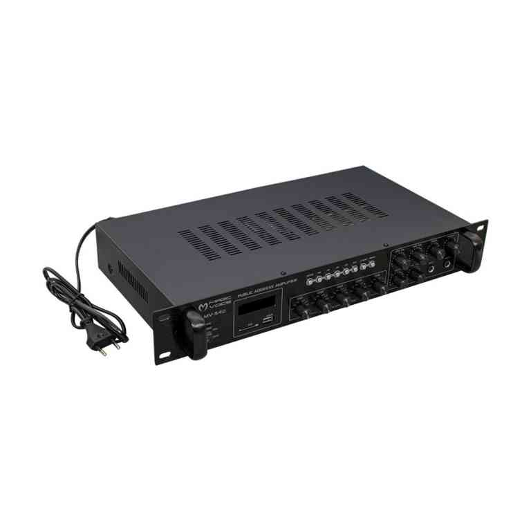 Magicvoice MV-540 80 Watt USB-SD-Bluetooth 2 Mikrofon Girişli 5 Bölgeli Hat Trafolu Anfi - Görsel 3