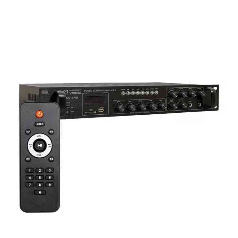 Magicvoice MV-540 80 Watt USB-SD-Bluetooth 2 Mikrofon Girişli 5 Bölgeli Hat Trafolu Anfi