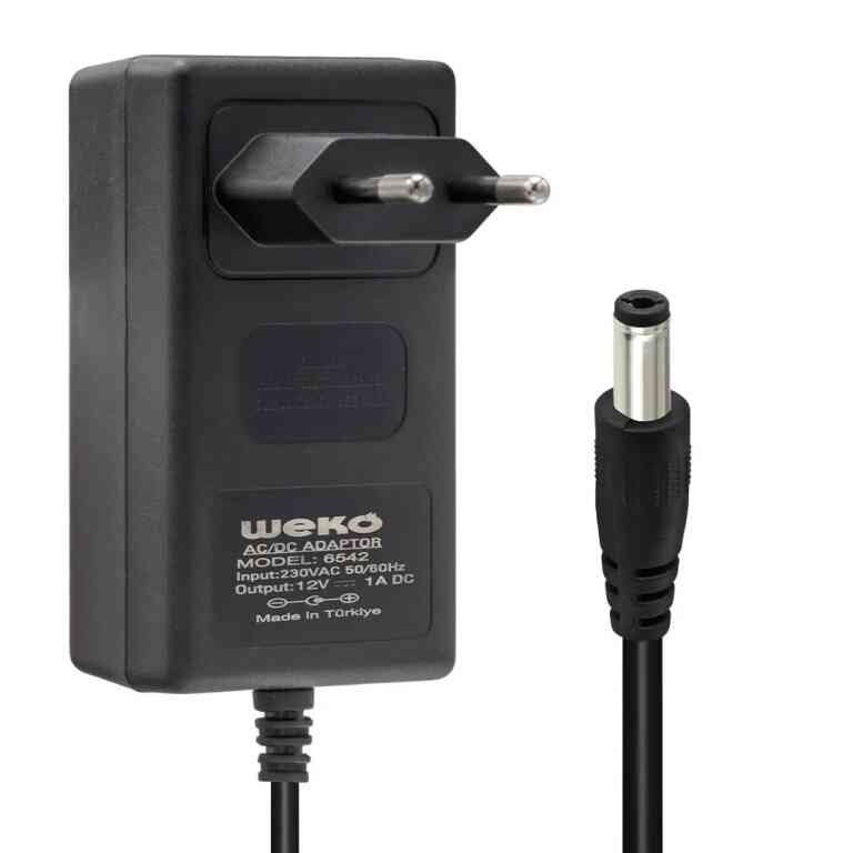 Weko 12 Volt 1 Amper 10 Watt Plastik Kasa Priz Tipi Adaptör (5.5x2.5 Uçlu)