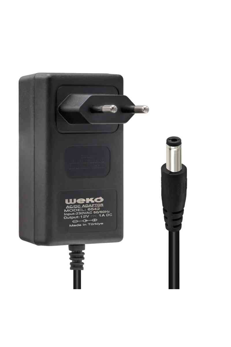 Weko 12 Volt 1 Amper 10 Watt Plastik Kasa Priz Tipi Adaptör (5.5x2.5 Uçlu) - Görsel 1