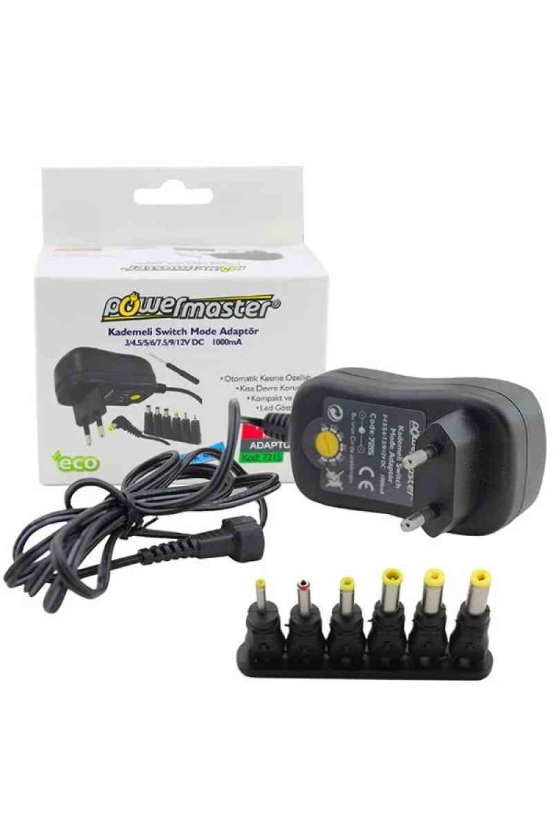 Powermaster 3 Volt - 12 Volt 1 Amper Ayarlı Switch Mode Adaptör - Görsel 1