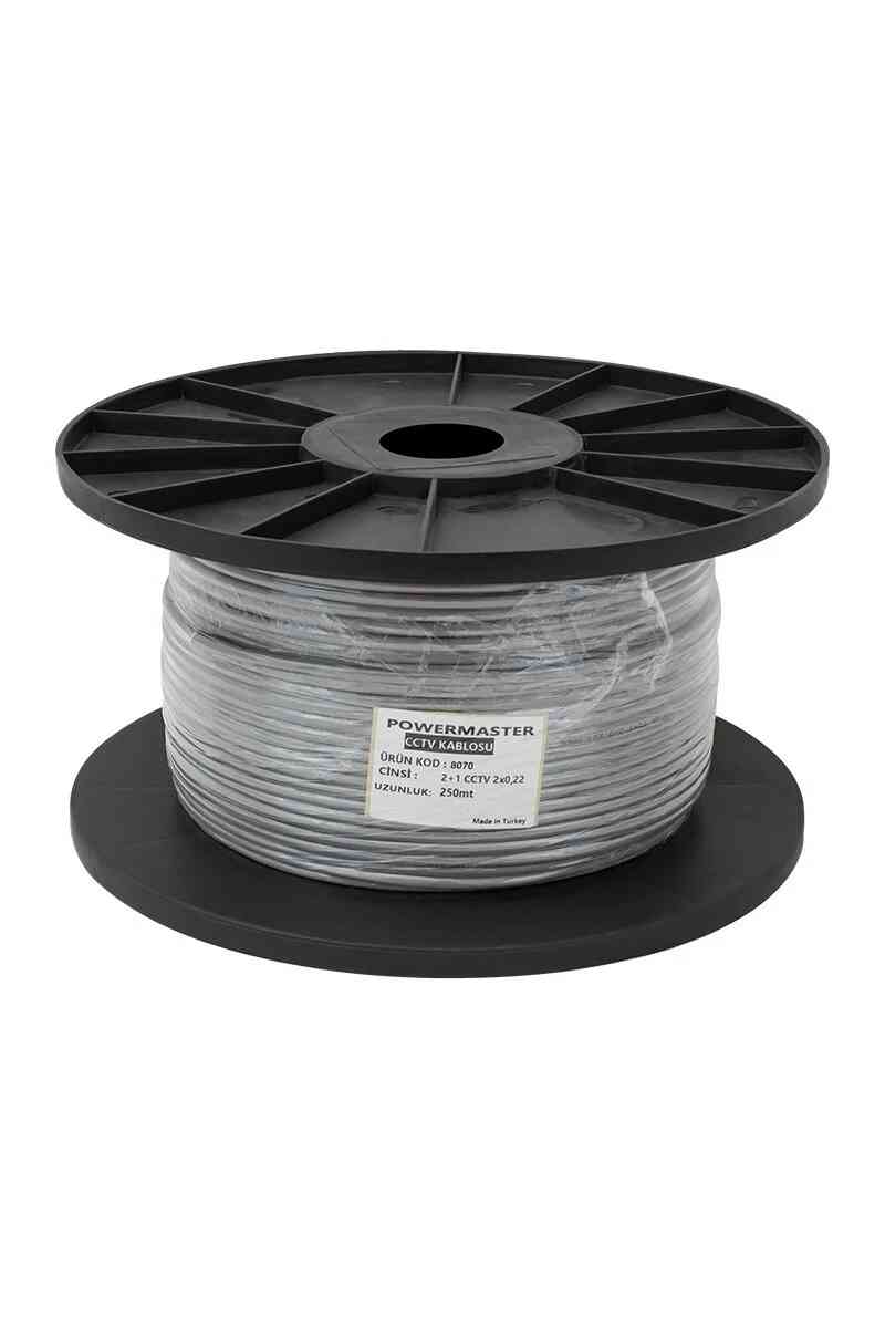 Powermaster 2+1 Gri 0.22 Mm CCTV Kamera Kablosu 250 Metre - Görsel 1