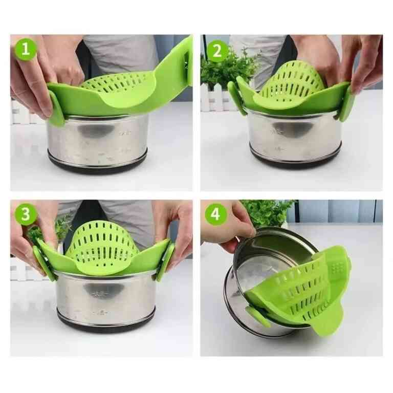 Sunup SN-20522 Klipsli Silikon Tencere Makarna Noodle Süzgeci Çok Amaçlı - Görsel 3