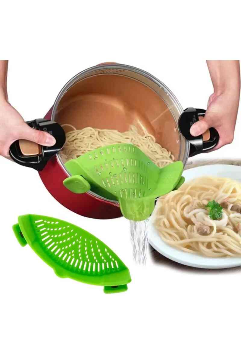 Sunup SN-20522 Klipsli Silikon Tencere Makarna Noodle Süzgeci Çok Amaçlı - Görsel 1