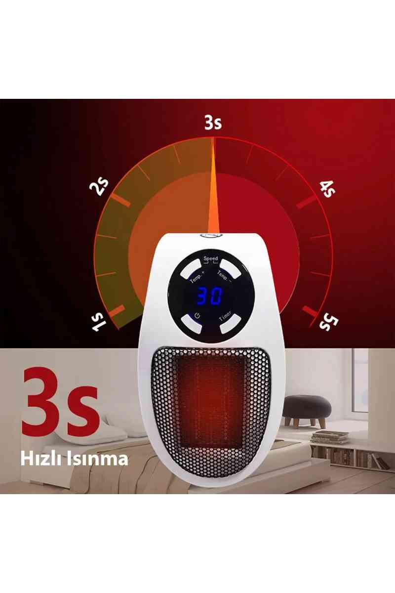PowerMaster PM-20327 500 Watt Priz Tipi Uzaktan Kumandalı Taşınabilir Isıtıcı (Zamanlayıcı - Otomatik Kapanma) - Görsel 3