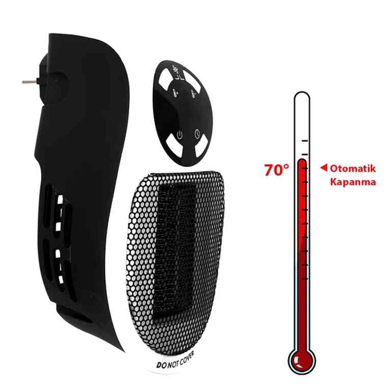 PowerMaster PM-20327 500 Watt Priz Tipi Uzaktan Kumandalı Taşınabilir Isıtıcı (Zamanlayıcı - Otomatik Kapanma) - Görsel 5