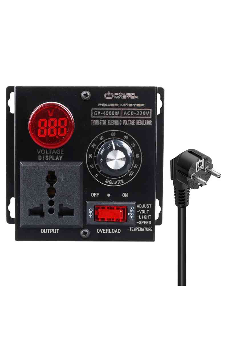 PowerMaster PM-21013 10-100V AC 4000 Watt 15A Hız Işık Kontrolü Motor Sürücü Voltaj Regülatör - Görsel 1