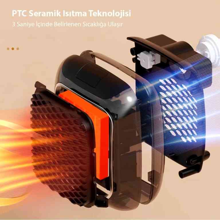 PowerMaster PM-26513 800 Watt Priz Tipi Uzaktan Kumandalı Taşınabilir Isıtıcı (Zamanlayıcı - Otomatik Kapanma) - Görsel 2