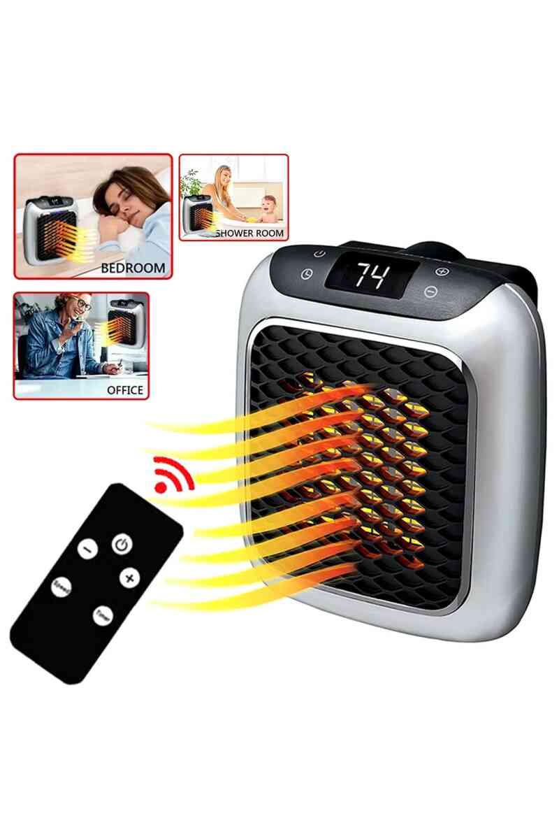 PowerMaster PM-26513 800 Watt Priz Tipi Uzaktan Kumandalı Taşınabilir Isıtıcı (Zamanlayıcı - Otomatik Kapanma) - Görsel 1