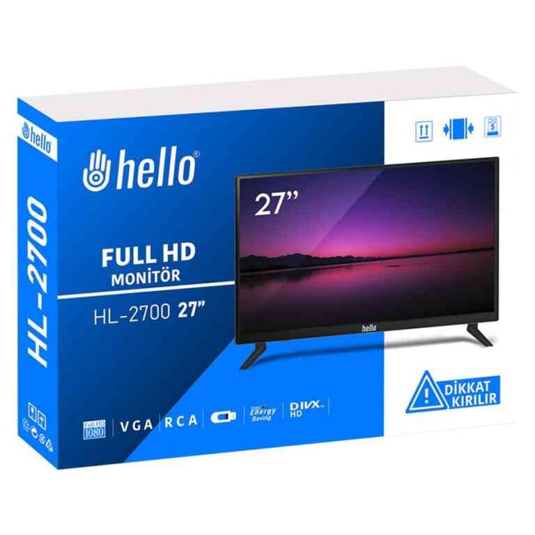 Hello HL-2700 27'' Audio IN-RCA-VGA-HDMI-USB 12 Volt Adaptörlü Full HD Led Monitör - Görsel 3