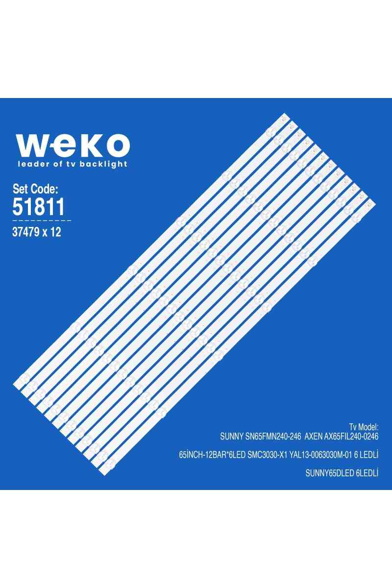 Wkset-6811 37479X12 65İnch-12Bar*6Led Smc3030-X1 Yal13-0063030M-01 12 Adet Led Bar - Görsel 1