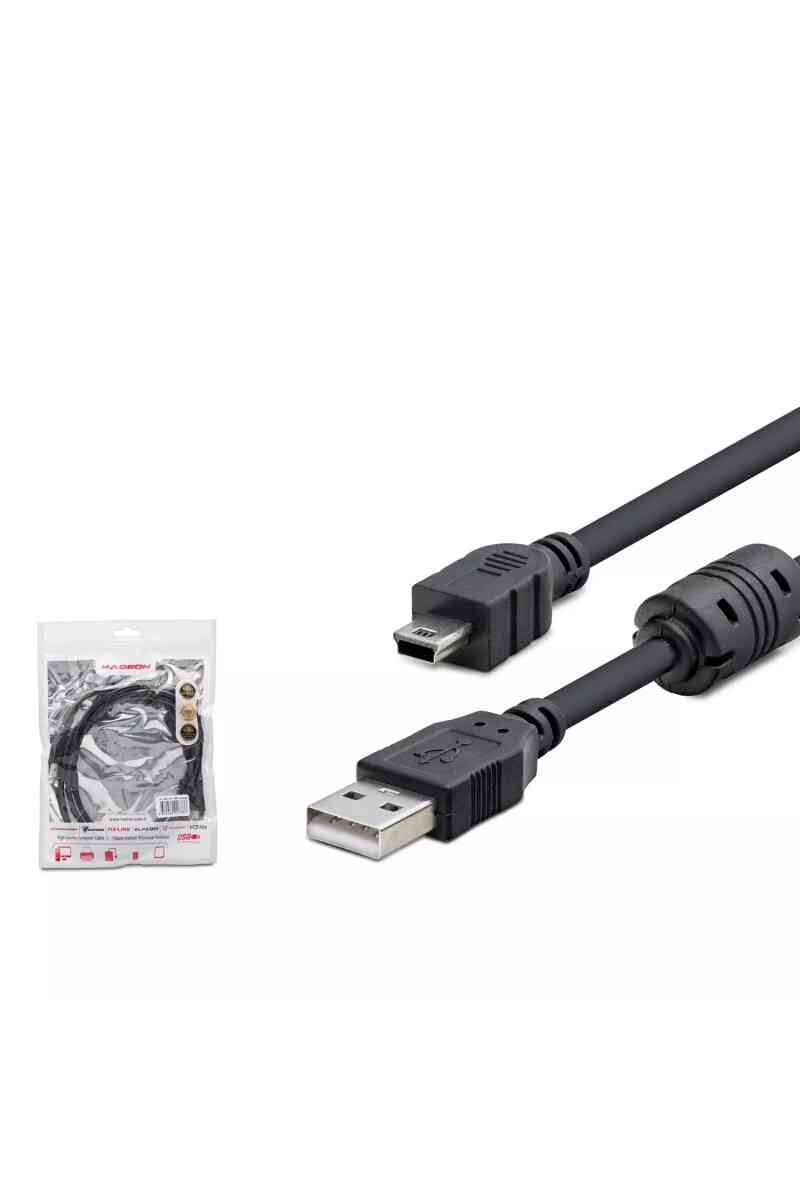 Hadron Hdx7538 Usb Mini V3/5pin To Usb Kablo 1.5m Si̇yah - Görsel 1