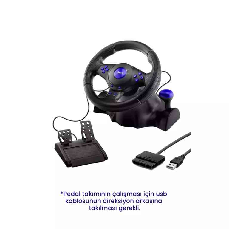 Hadron Vw9803 Oyuncu Di̇reksi̇yon Seti̇ 180° 3in1 Ps3/ps2/pc Si̇yah - Görsel 2